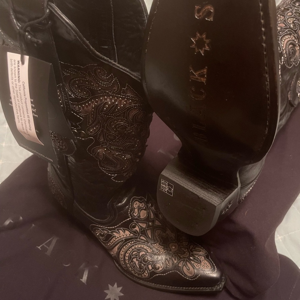 Black and Brown Embroidered Cowboy Boots